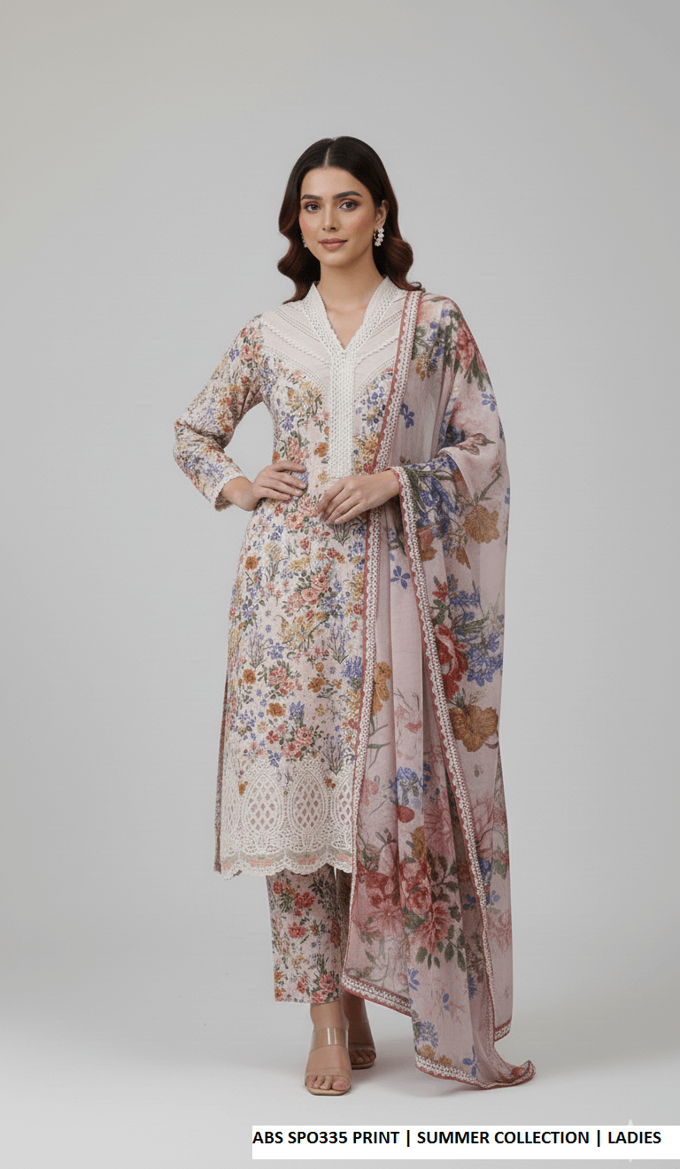 Chiffon printed straight shirt plazo - Pakistani women's party wear with grip plazo and organza dupatta front view