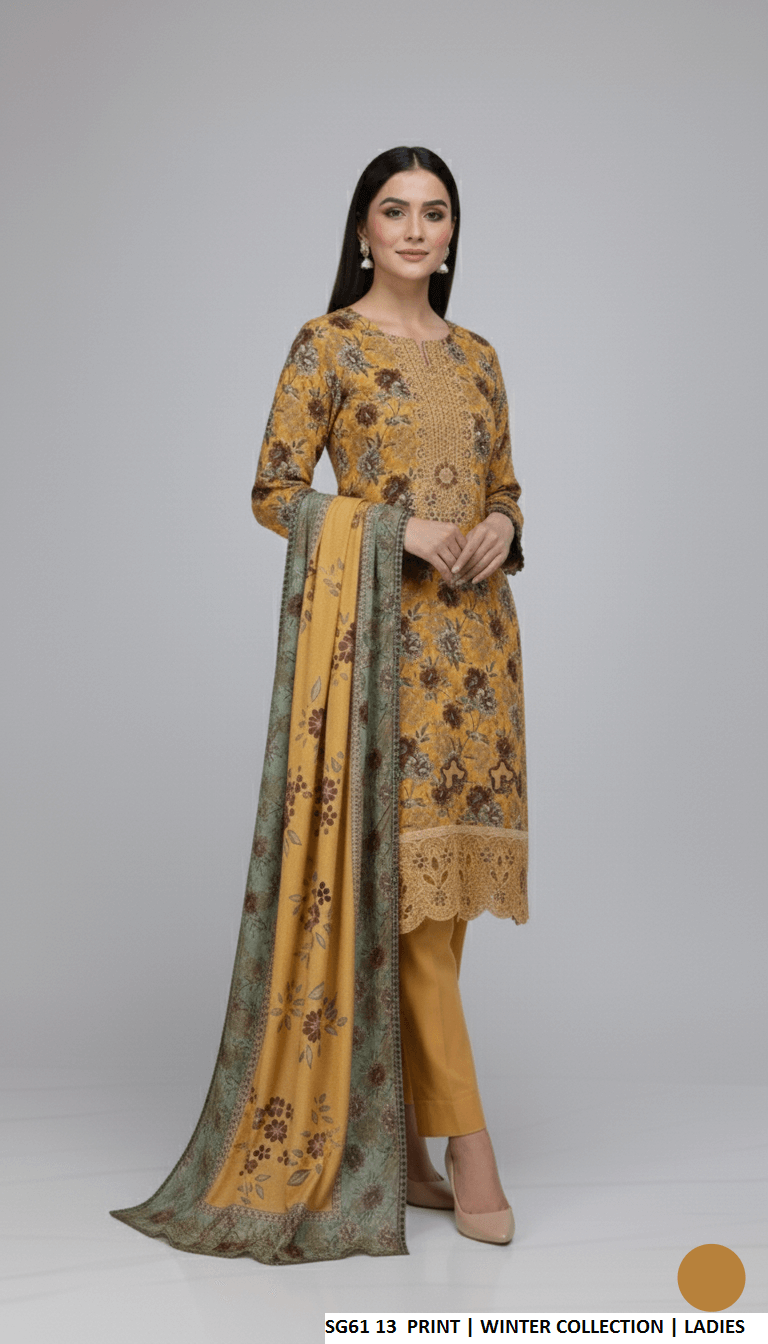 Pakistani women's lawn A-Line printed casual outfit back view
