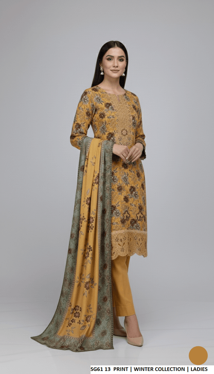 Pakistani women's lawn A-Line printed casual outfit back view