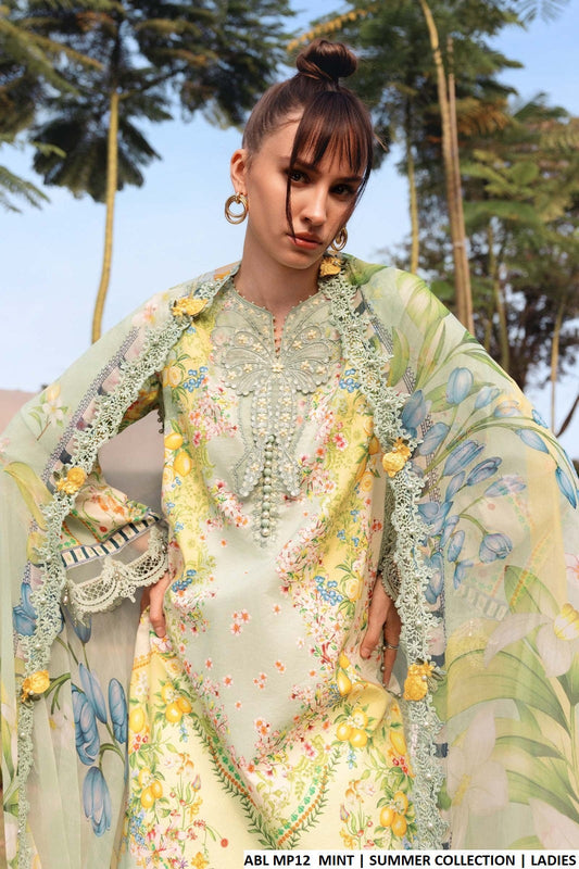 Mint poly lawn Pakistani women's A-Line casual shirt side view