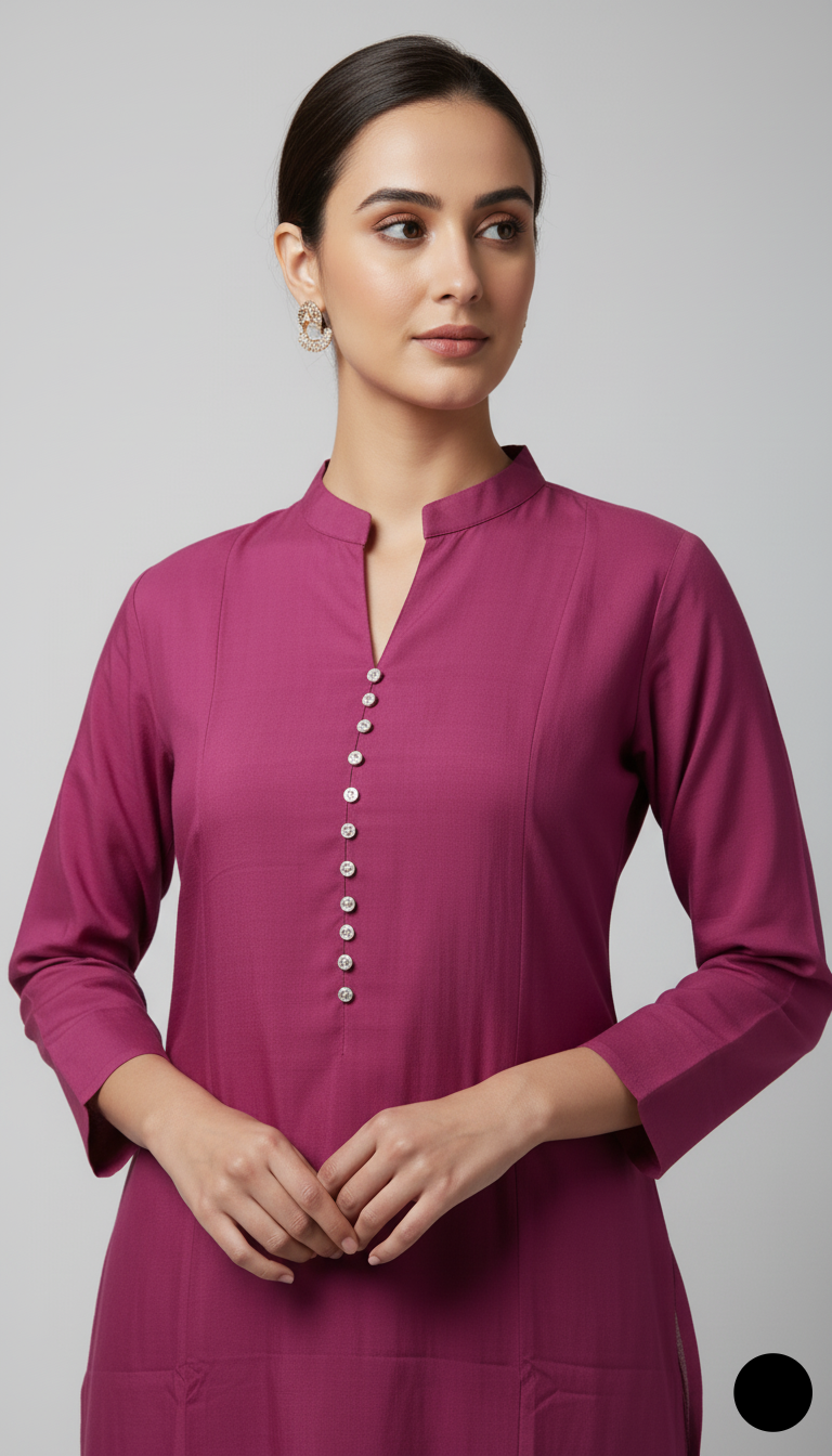 Shocking pink khaddar Pakistani women's 2-piece casual winter suit back view