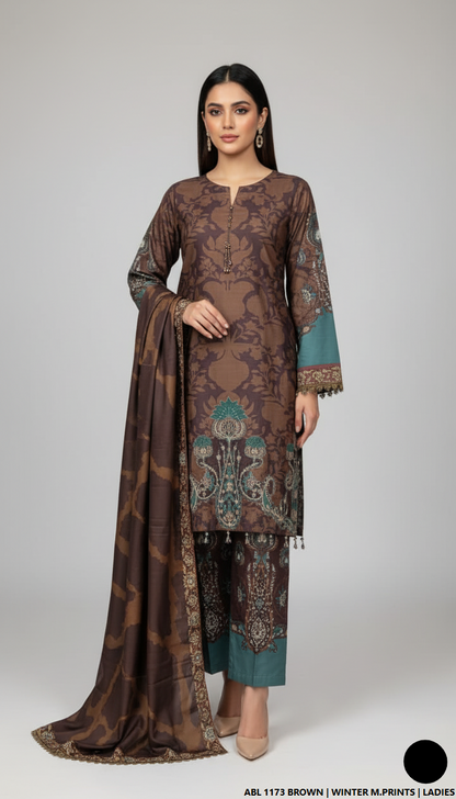Pakistani women's printed lawn straight casual shirt side view