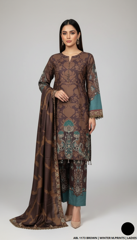 Pakistani women's printed lawn straight casual shirt side view