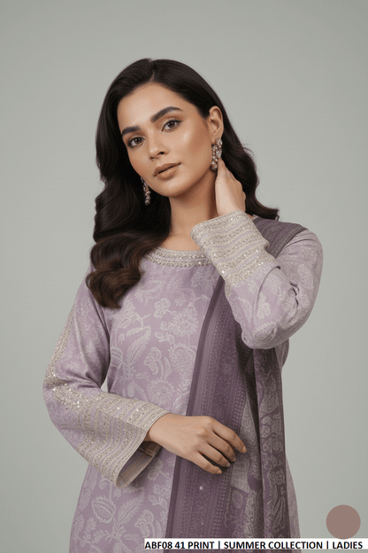 Pakistani women's lawn straight printed shirt side view
