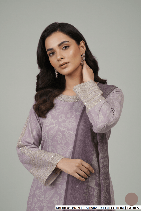 Pakistani women's lawn straight printed shirt side view