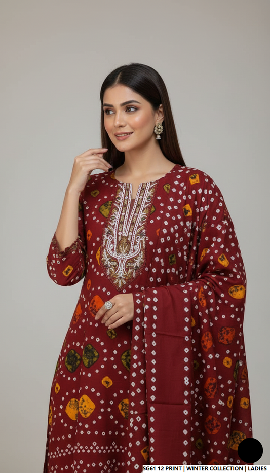 Pakistani women's lawn A-Line printed casual shirt side view