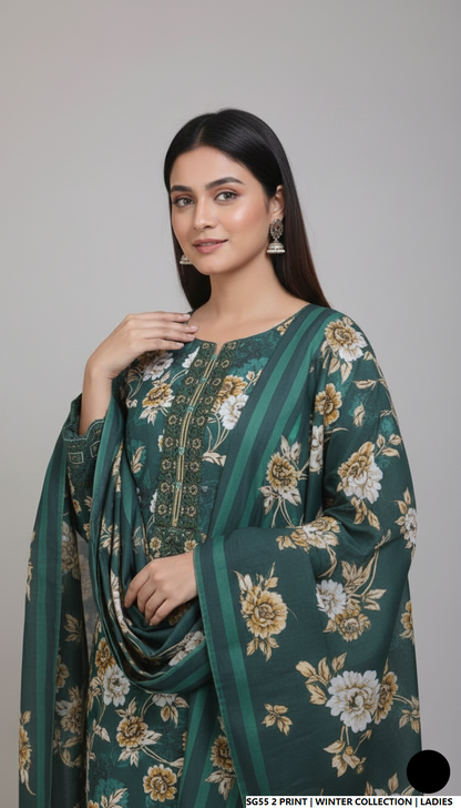 Pakistani women's lawn A-Line printed casual shirt side view