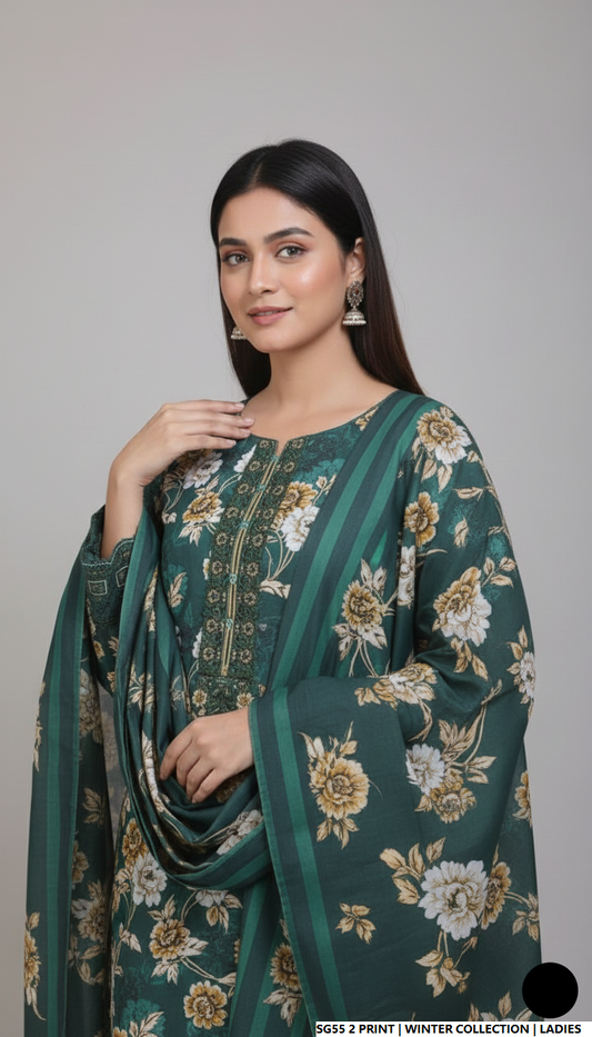 Pakistani women's lawn A-Line printed casual shirt side view