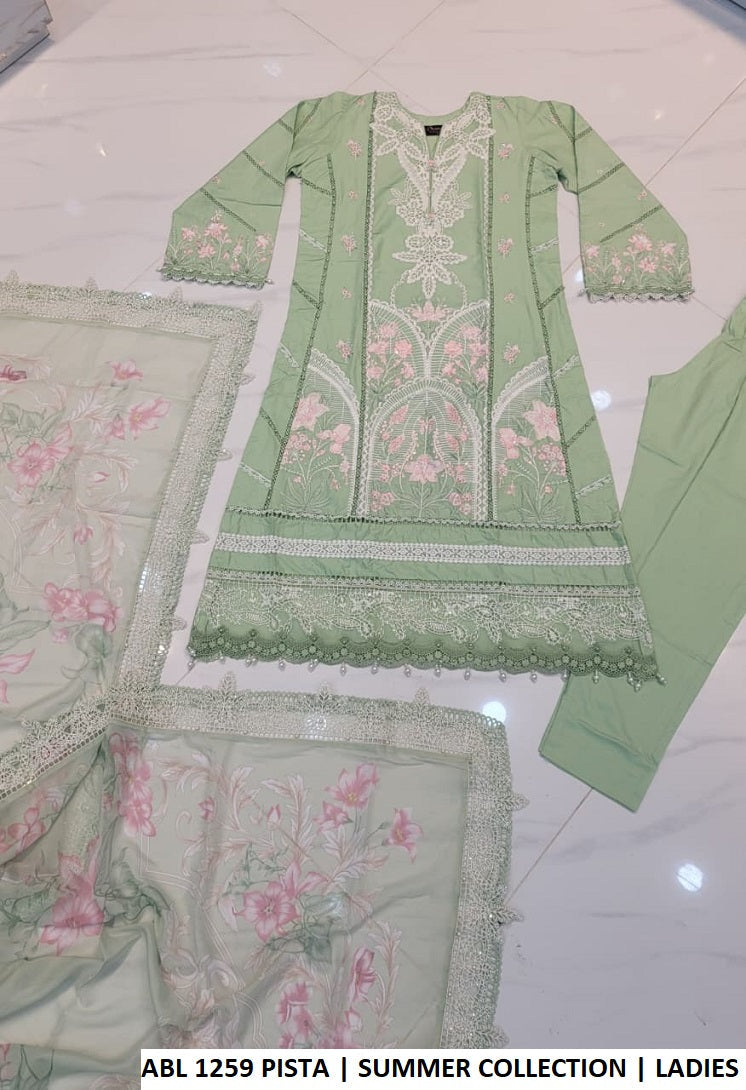 ABL 1259 PISTA - Pista Digital Silk 3-Piece Women's Cotton Pakistani Suit