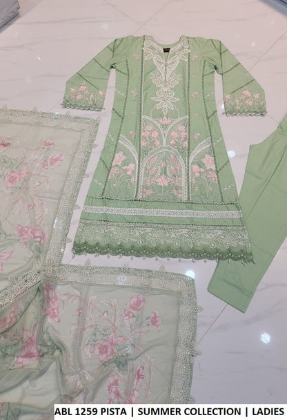 ABL 1259 PISTA - Pista Digital Silk 3-Piece Women's Cotton Pakistani Suit